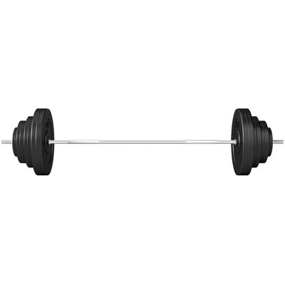Homcom Set Bilanciere e Dischi 70kg, 8 Dischi Pesi Rivestiti in Plastica e Barra in Ferro, 170x40.5x40.5cm Nero Homcom Set Bilanciere e Dischi 70kg, 8 Dischi Pesi Rivestiti in Plastica e Barra in Ferro, 170x40.5x40.5cm Nero