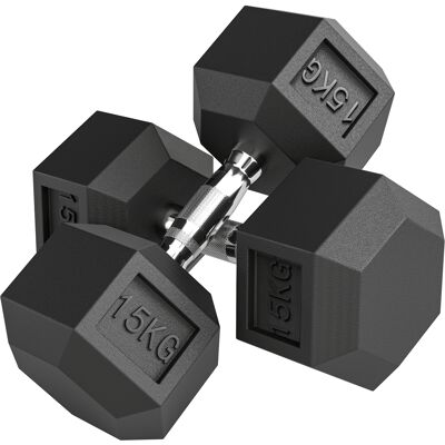Homcom Set di Manubri da 2x15 kg, Set Pesi Palestra con Impugnatura Antiscivolo, Pesi Manubri, in Metallo, per Allenamento Fitness Casa e Palestra, Nero Aosom Italy Homcom Set di Manubri da 2x15 kg, Set Pesi Palestra con Impugnatura Antiscivolo, Pesi Manubri, in Metallo, per Allenamento Fitness Casa e Palestra, Nero Aosom Italy