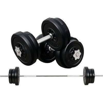 Homcom Set Bilanciere 66kg con 2 Manubri Pesi, Pesi Palestra Manubri con 14 Dischi in Acciaio e Plastica Homcom Set Bilanciere 66kg con 2 Manubri Pesi, Pesi Palestra Manubri con 14 Dischi in Acciaio e Plastica