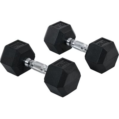 Homcom Set di Manubri Palestra, 2x8 kg, con Impugnatura Antiscivolo, Allenamento Forza Fitness Casa, Nero Aosom Italy Homcom Set di Manubri Palestra, 2x8 kg, con Impugnatura Antiscivolo, Allenamento Forza Fitness Casa, Nero Aosom Italy