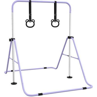 Homcom Sbarra Ginnastica Artistica per Bambini ad Altezza Regolabile con 2 Anelli, in Acciaio, 148x105x88-128 cm, Viola Aosom Italy Homcom Sbarra Ginnastica Artistica per Bambini ad Altezza Regolabile con 2 Anelli, in Acciaio, 148x105x88-128 cm, Viola Aosom Italy