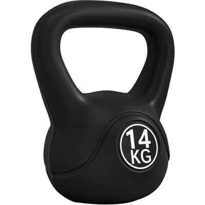Homcom Kettlebell 14kg in Plastica e Sabbia con Base Piatta e Impugnatura, Nero Aosom Italy Homcom Kettlebell 14kg in Plastica e Sabbia con Base Piatta e Impugnatura, Nero Aosom Italy