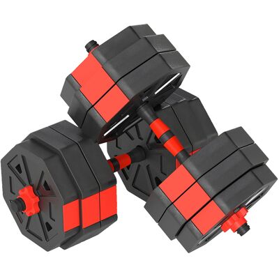 Sportnow Set Pesi da Palestra 4 in 1 da 30kg, Convertibile in Kettlebell, 2 Manubri, Bilanciere e Supporto Flessioni, Rosso Aosom Italy Sportnow Set Pesi da Palestra 4 in 1 da 30kg, Convertibile in Kettlebell, 2 Manubri, Bilanciere e Supporto Flessioni, Rosso Aosom Italy