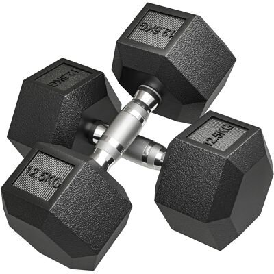 Homcom Set di Manubri Palestra, 2x12.5 kg, Pesi Palestra Esagonali con Impugnatura Antiscivolo, Allenamento Forza Fitness Casa, Nero Aosom Italy Homcom Set di Manubri Palestra, 2x12.5 kg, Pesi Palestra Esagonali con Impugnatura Antiscivolo, Allenamento Forza Fitness Casa, Nero Aosom Italy