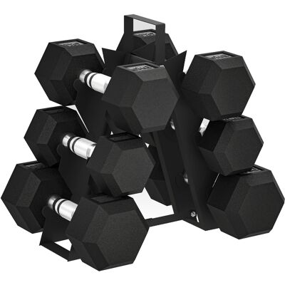 Sportnow Set di Manubri Palestra con Supporto in Metallo con Impugnatura Antiscivolo, 2x4kg, 2x6kg, 2x8kg, Nero Aosom Italy Sportnow Set di Manubri Palestra con Supporto in Metallo con Impugnatura Antiscivolo, 2x4kg, 2x6kg, 2x8kg, Nero Aosom Italy