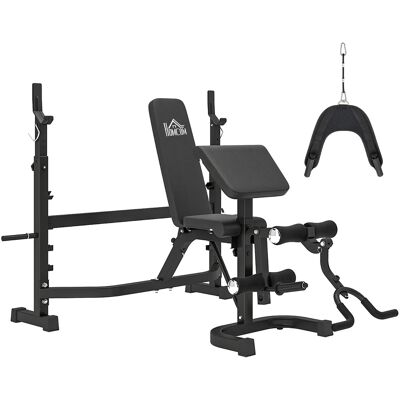 Homcom Panca per Muscolatura Multifunzione Panca Pesi con Schienale Inclinabile e Supporto dei Bilancieri Altezza Regolabile per l'Allenamento di Tutto il Corpo 187x140x117-136 cm Nero Aosom Italy Homcom Panca per Muscolatura Multifunzione Panca Pesi con Schienale Inclinabile e Supporto dei Bilancieri Altezza Regolabile per l'Allenamento di Tutto il Corpo 187x140x117-136 cm Nero Aosom Italy