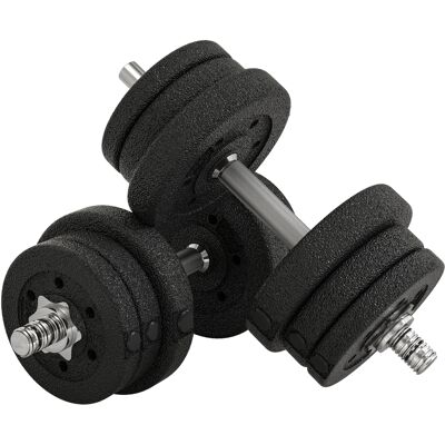 Homcom Set Manubri Palestra da 25 kg Totali con 12 Dischi Pesi e 2 Barre da 2 kg, Nero Homcom Set Manubri Palestra da 25 kg Totali con 12 Dischi Pesi e 2 Barre da 2 kg, Nero