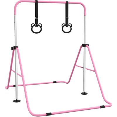 Homcom Sbarra Ginnastica Artistica per Bambini ad Altezza Regolabile con 2 Anelli, in Acciaio, 148x105x88-128 cm, Rosa Homcom Sbarra Ginnastica Artistica per Bambini ad Altezza Regolabile con 2 Anelli, in Acciaio, 148x105x88-128 cm, Rosa