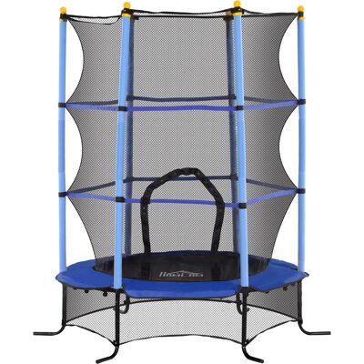 Homcom Trampolino Elastico per Bambini Ø1.6x1.9 m con Rete di Sicurezza e Pali Imbottiti, Età 3-10 Anni, Blu Homcom Trampolino Elastico per Bambini Ø1.6x1.9 m con Rete di Sicurezza e Pali Imbottiti, Età 3-10 Anni, Blu
