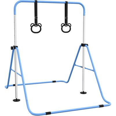 Homcom Sbarra Ginnastica Artistica per Bambini ad Altezza Regolabile con 2 Anelli, in Acciaio, 148x105x88-128 cm, Blu Aosom Italy Homcom Sbarra Ginnastica Artistica per Bambini ad Altezza Regolabile con 2 Anelli, in Acciaio, 148x105x88-128 cm, Blu Aosom Italy