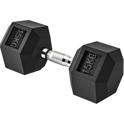 Homcom Manubrio 15 kg Esagonale con Impugnatura Antiscivolo, Utilizzabile in Casa e all'Aperto, in Acciaio e Gomma, Ø15.5x33.6 cm, Nero Aosom Italy Homcom Manubrio 15 kg Esagonale con Impugnatura Antiscivolo, Utilizzabile in Casa e all'Aperto, in Acciaio e Gomma, Ø15.5x33.6 cm, Nero Aosom Italy