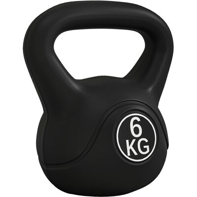 Homcom Kettlebell 6kg in Plastica e Sabbia con Base Piatta e Impugnatura, 20x13x22 cm, Nero Homcom Kettlebell 6kg in Plastica e Sabbia con Base Piatta e Impugnatura, 20x13x22 cm, Nero