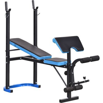 Homcom Panca Multifunzione con Supporto Bilanciere e Schienale Regolabile, in Acciaio e PU, 155x56.5x120 cm, Nero e Blu Aosom Italy Homcom Panca Multifunzione con Supporto Bilanciere e Schienale Regolabile, in Acciaio e PU, 155x56.5x120 cm, Nero e Blu Aosom Italy