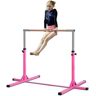 Homcom Sbarra per Ginnastica Artistica Sbarra Danza Classica Panche e attrezzi Rosa e grigio 197L x 121P x 92-150Acm  Acciaio, Legno di faggio