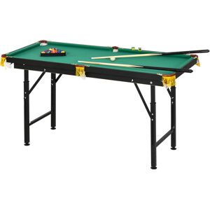 Sportnow Tavolo da Biliardo ad Altezza Regolabile con Accessori, in MDF e Acciaio, 140x60x55-75 cm, Verde