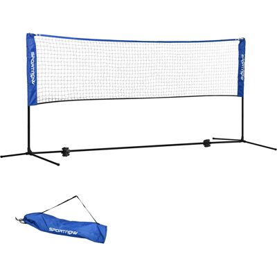Sportnow Rete da badminton, rete portatile, altezza regolabile 107-155 cm, con borsa per il trasporto, telaio metallico, nero, blu Aosom Italy Sportnow Rete da badminton, rete portatile, altezza regolabile 107-155 cm, con borsa per il trasporto, telaio metallico, nero, blu Aosom Italy