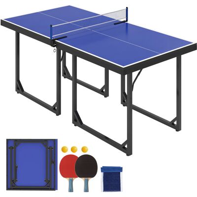 Homcom Tavolo da Ping Pong Pieghevole e Salvaspazio con Rete da Gioco per Interno, in Acciaio e MDF, 182x91x76cm, Blu Aosom Homcom Tavolo da Ping Pong Pieghevole e Salvaspazio con Rete da Gioco per Interno, in Acciaio e MDF, 182x91x76cm, Blu Aosom
