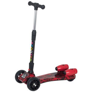 Homcom Monopattino pieghevole per bambino 3-8 anni con 3 ruote, altezza regolabile 63-81cm, razzo a spruzzo musica luce, rosso