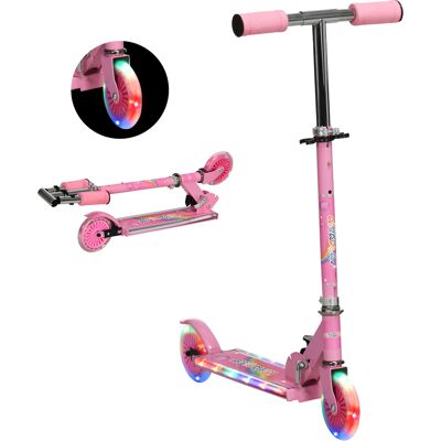 Homcom Monopattino per Bambini 3-7 Anni Pieghevole a 2 Ruote e Altezza Regolabile con Luci LED e Musica, 67x30x63/68/73/76 cm, Rosa Aosom Homcom Monopattino per Bambini 3-7 Anni Pieghevole a 2 Ruote e Altezza Regolabile con Luci LED e Musica, 67x30x63/68/73/76 cm, Rosa Aosom