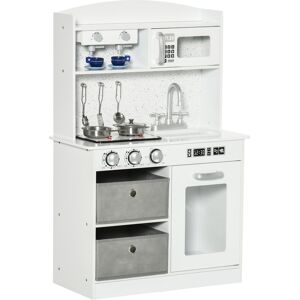 Homcom Cucina Giocattolo per Bambini 3-6 Anni con Luci e Accessori Realistici, in MDF e PP, 60.1x31.7x92.9 cm, Bianca