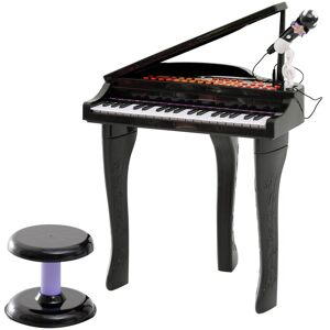 Homcom Pianoforte Elettrico Giocattolo Strumento Musicale per Bambini con 37 Tasti Microfono e Sgabello 48x39x69cm Nero