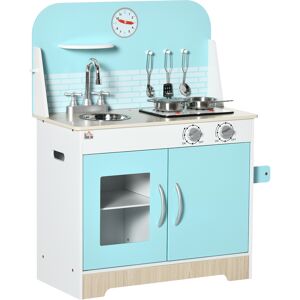 homcom cucina giocattolo per bambini 3-6 anni con luci e utensili da cucina, in mdf e pp, 65x29x81 cm