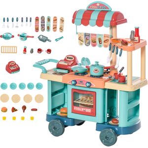 homcom cucina giocattolo per bambini 3-6 anni, cucina bambini caffetteria giocattolo con 50 accessori inclusi, 79.5 x 33 x 90.5cm aosom.it