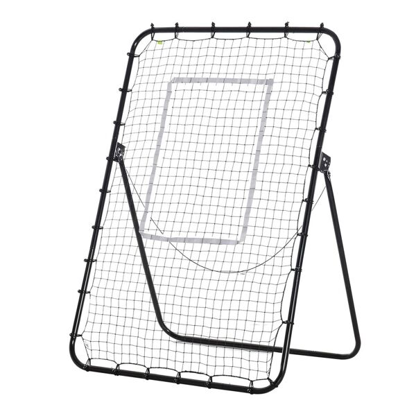 homcom rete da calcio rebounder pieghevole con bersaglio, altezza e angolazione regolabili, metallo e pe, 123x73x178.5cm, nero