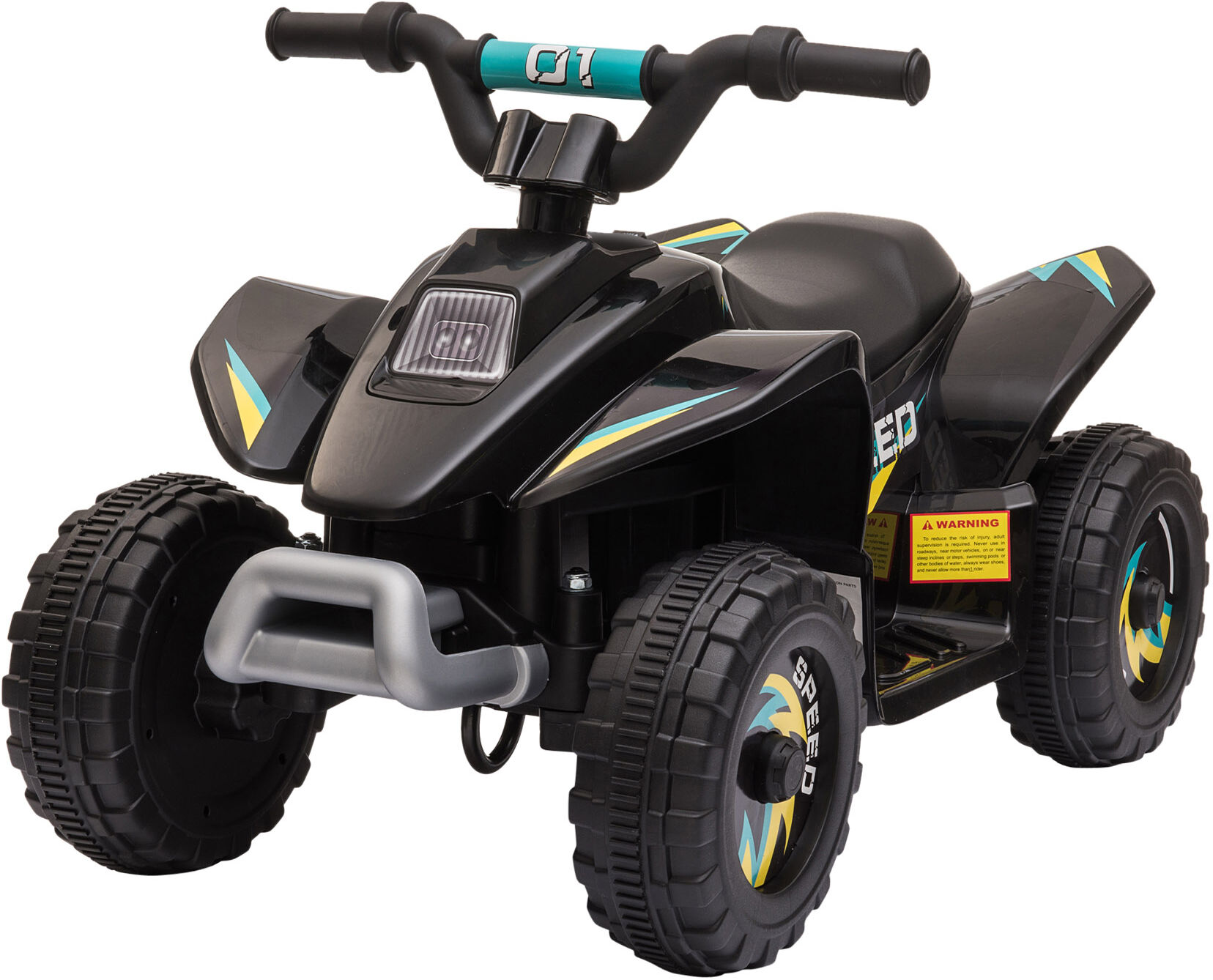 Homcom Quad Elettrico per Bambini da 3-5 Anni con Batteria Ricaricabile 6V, Velocità 2.8-4.6km/h, Funzione Avanti e Indietro, 72x40x45.5cm, Nero