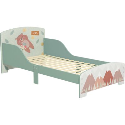 Zonekiz Letto per Bambini 3-6 Anni con Bordi Rialzati, Doghe e Fantasia con Animali, 140x70 cm, Verde Zonekiz Letto per Bambini 3-6 Anni con Bordi Rialzati, Doghe e Fantasia con Animali, 140x70 cm, Verde
