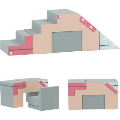 Aiyaplay Set 2 Costruzioni Morbide per Bambini in Similpelle e Schiuma, 131x39x44 cm, Multicolore Aosom Italy Aiyaplay Set 2 Costruzioni Morbide per Bambini in Similpelle e Schiuma, 131x39x44 cm, Multicolore Aosom Italy