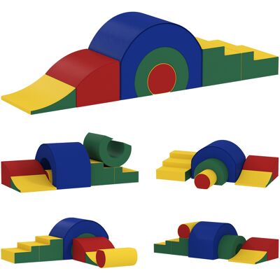 Aiyaplay Set 5 Blocchi di Costruzioni Morbide per Bambini per Casa e Scuola, 181x39x29 cm, Multicolore Aosom Italy Aiyaplay Set 5 Blocchi di Costruzioni Morbide per Bambini per Casa e Scuola, 181x39x29 cm, Multicolore Aosom Italy