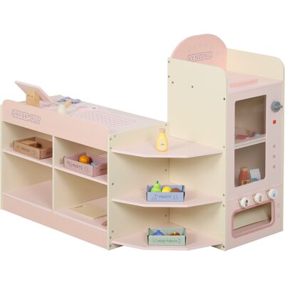 Aiyaplay Supermercato Giocattolo Legno con Cassa Distributore Automatico 3 Scaffali Aperti 4 Scomparti Rosa Aosom Italy Aiyaplay Supermercato Giocattolo Legno con Cassa Distributore Automatico 3 Scaffali Aperti 4 Scomparti Rosa Aosom Italy