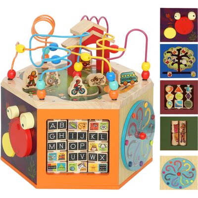 Aiyaplay Cubo motorio, cubo attività 8-in-1 con pista motoria, labirinto di perline, 41,5 x 37,5 x 37,5 cm, Multicolore Aosom Italy Aiyaplay Cubo motorio, cubo attività 8-in-1 con pista motoria, labirinto di perline, 41,5 x 37,5 x 37,5 cm, Multicolore Aosom Italy
