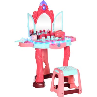 Aiyaplay Tavolino Toeletta per Bambine con Sgabello, Specchio, Luci e Accessori, in PP e GPPS, 57x34x76 cm, Multicolore Aiyaplay Tavolino Toeletta per Bambine con Sgabello, Specchio, Luci e Accessori, in PP e GPPS, 57x34x76 cm, Multicolore