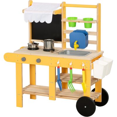 Aiyaplay Cucina in Legno per Bambini con 15 Accessori, Cucina Giocattolo per Bambini, Gialla Aosom Italy Aiyaplay Cucina in Legno per Bambini con 15 Accessori, Cucina Giocattolo per Bambini, Gialla Aosom Italy