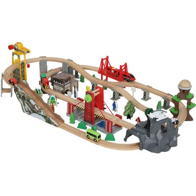 Aiyaplay Set Ferroviario in Legno, 100 Pezzi per Bambini 3+ Anni con Gru Magnetica, Treni, Ponte, Elicottero Aosom Italy Aiyaplay Set Ferroviario in Legno, 100 Pezzi per Bambini 3+ Anni con Gru Magnetica, Treni, Ponte, Elicottero Aosom Italy