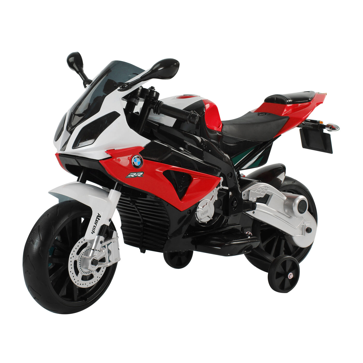 Homcom Moto Elettrica per Bambini 3-8 anni BMW RR 12V, Motorino Giocattolo con Rotelle e Luci,Nero e Rosso Aosom Italy