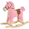 Homcom Cavallo a Dondolo Giocattolo con Suoni Realistici per Bambini 36-72 Mesi, Include 2 Batterie AA, Rosa