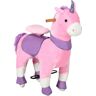 Homcom Cavallo a Dondolo con Ruote a Forma di Unicorno per Bambini da 3-6 Anni, 70x32x87cm, Rosa