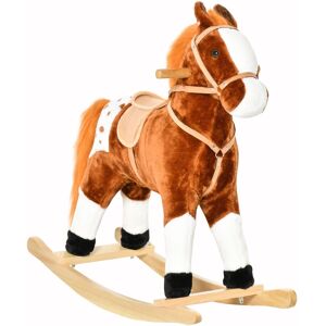 Homcom Cavallo a Dondolo Legno con Suono Animale Regalo Giocattolo per i Bambini 74 x 28 x 65cm Marrone