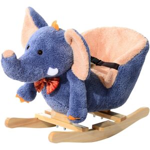 Homcom Cavallo a Dondolo Morbido in Legno Elefante per i Bambini 60x33x45cm