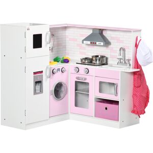 Homcom Cucina Giocattolo per Bambini 3-6 Anni con Luci e Utensili da Cucina Realistici, in MDF e PP, 84x93.5x85 cm