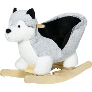 Homcom Cavallo a Dondolo a Forma di Cane Husky per Bambini da 18-36 Mesi, 60x33x50cm, Grigio