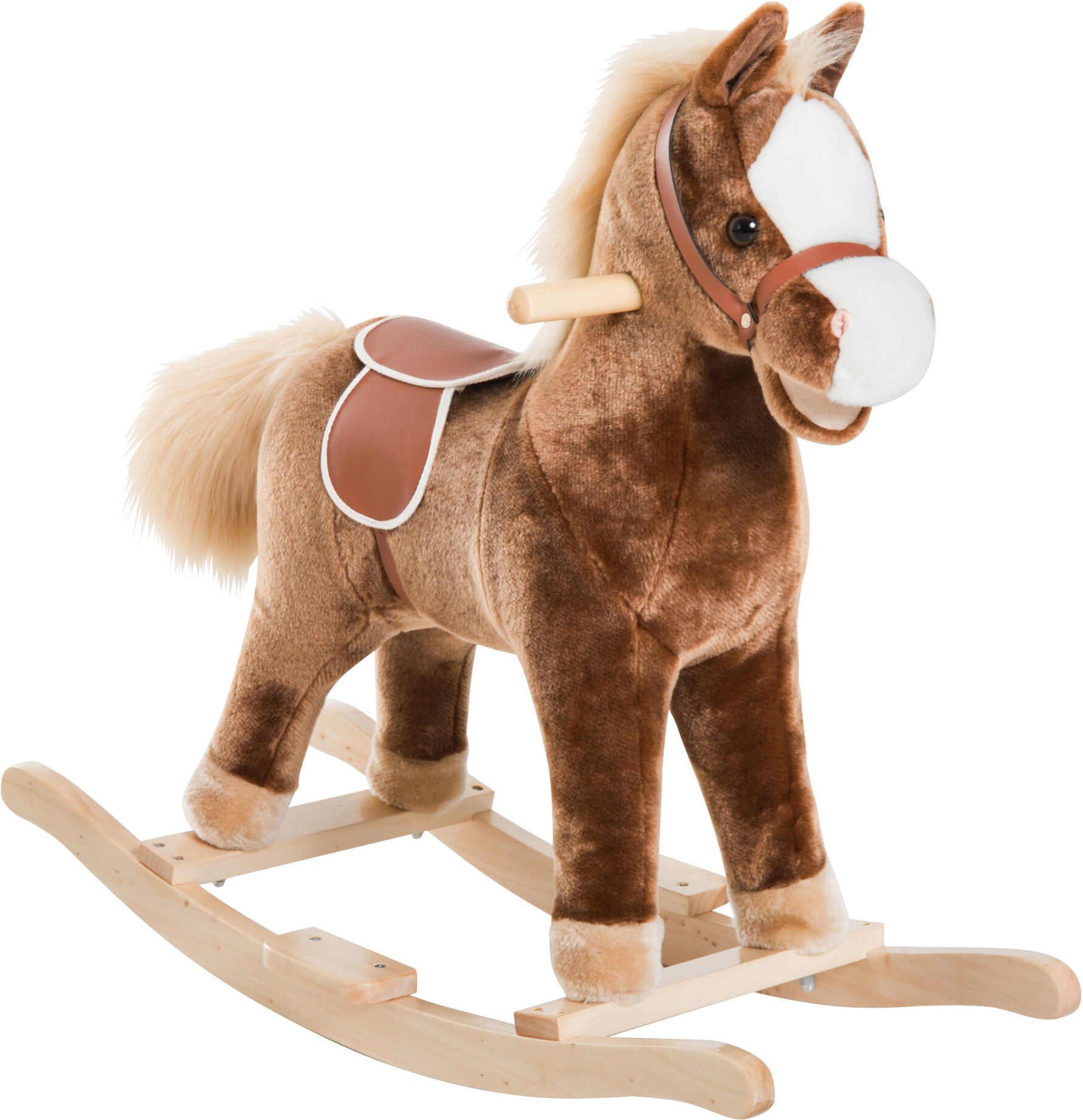 Homcom cavallo a dondolo legno cavallo a dondolo bambini cavallo a dondolo  Giochi Giocattoli Cavalcabili Marrone 74 × 33 × 62cm