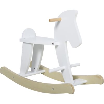 Homcom Cavallo a Dondolo per Bambini 1-3 Anni, Design Classico in Legno con Maniglie e Poggiapiedi, 68x26.5x48cm, Bianco Aosom Homcom Cavallo a Dondolo per Bambini 1-3 Anni, Design Classico in Legno con Maniglie e Poggiapiedi, 68x26.5x48cm, Bianco Aosom