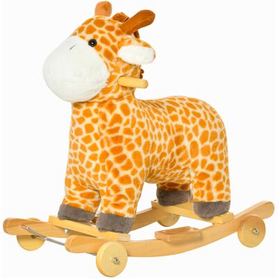 Homcom Cavallo a Dondolo con Ruote e Suoni, Gioco Cavalcabile a Forma di Giraffa per Bambini 36-72 Mesi in Peluche e Legno, Giallo, 63x38x63cm Aosom Homcom Cavallo a Dondolo con Ruote e Suoni, Gioco Cavalcabile a Forma di Giraffa per Bambini 36-72 Mesi in Peluche e Legno, Giallo, 63x38x63cm Aosom