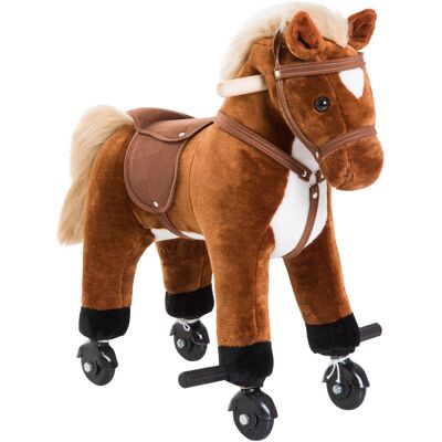 Homcom Cavallo cavalcabile per bambini con rotelle, poggiapiedi e suoni, Marrone Aosom Italy Homcom Cavallo cavalcabile per bambini con rotelle, poggiapiedi e suoni, Marrone Aosom Italy