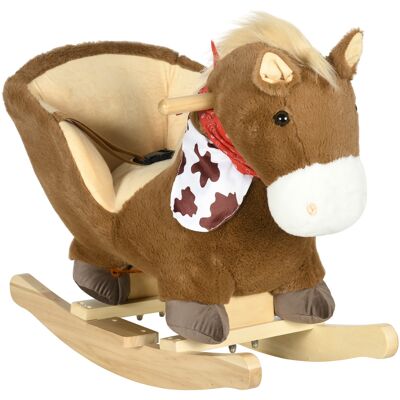 Homcom Cavallo a Dondolo per Bambini da 18-36 Mesi con Suoni Realistici, 60x33x50 cm, Marrone e color Legno Aosom Homcom Cavallo a Dondolo per Bambini da 18-36 Mesi con Suoni Realistici, 60x33x50 cm, Marrone e color Legno Aosom