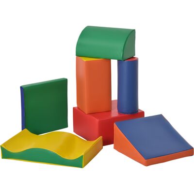 Homcom Set 7 Blocchi di Costruzioni Morbide per Bambini da 1-3 Anni per Casa e Scuola, Multicolore Homcom Set 7 Blocchi di Costruzioni Morbide per Bambini da 1-3 Anni per Casa e Scuola, Multicolore
